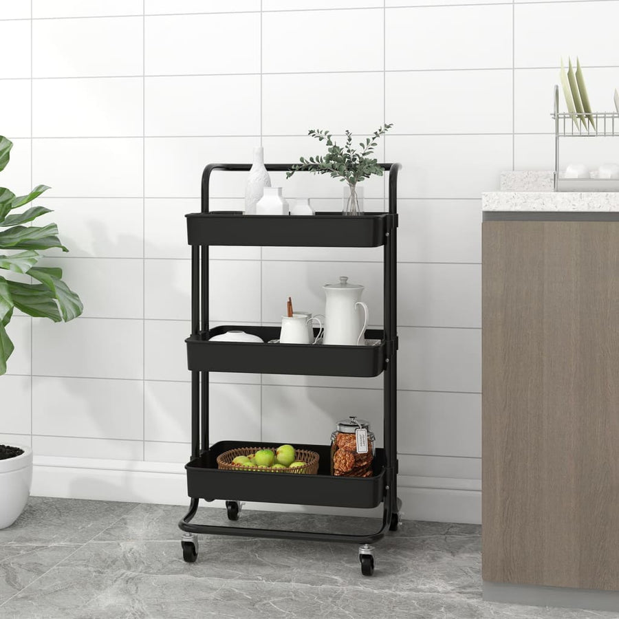 Keukentrolley 3-Laags 42X35X85 Cm Ijzer En Abs Zwart
