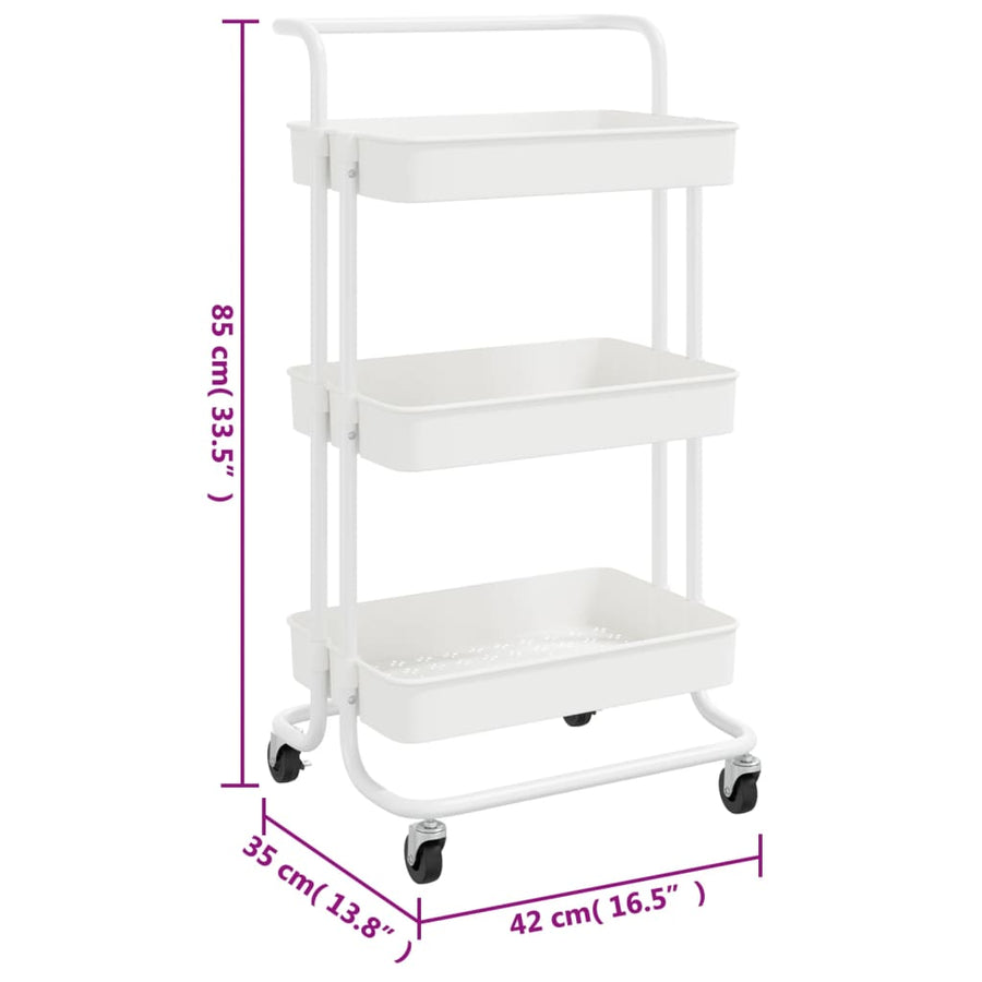 Keukentrolley 3-Laags 42X35X85 Cm Ijzer En Abs Wit
