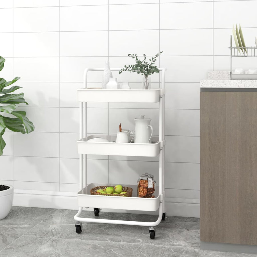 Keukentrolley 3-Laags 42X35X85 Cm Ijzer En Abs Wit