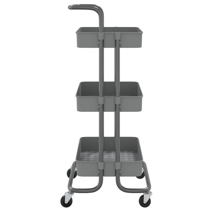 Keukentrolley 3-Laags 42X35X85 Cm Ijzer En Abs Grijs