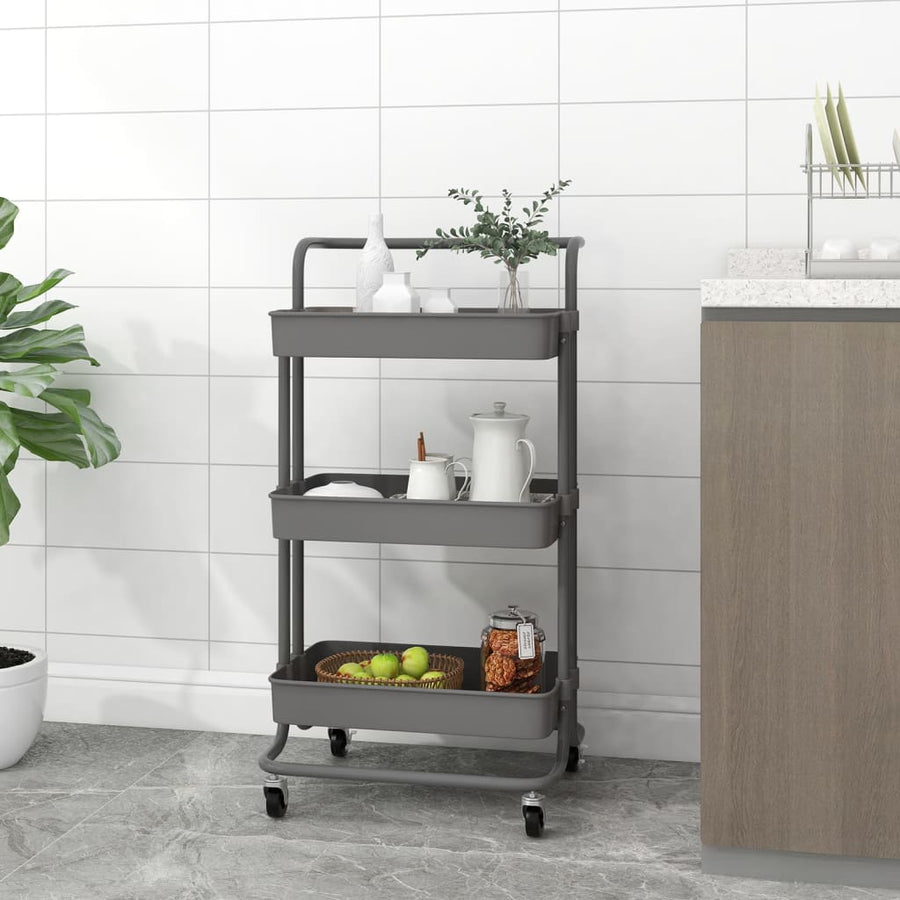 Keukentrolley 3-Laags 42X35X85 Cm Ijzer En Abs Grijs
