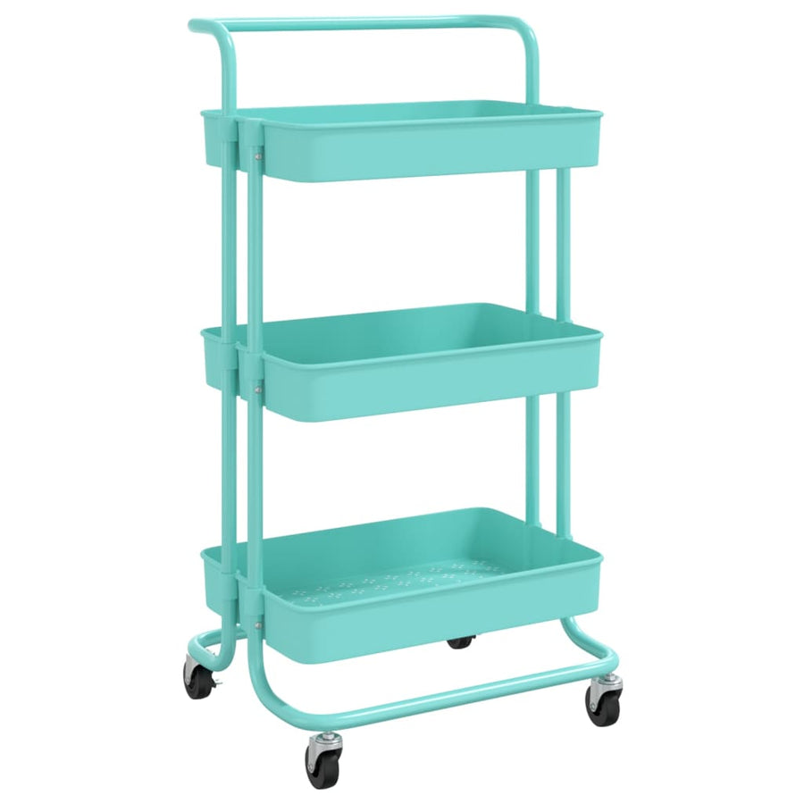Keukentrolley 3-Laags 42X35X85 Cm Ijzer En Abs Turquoise