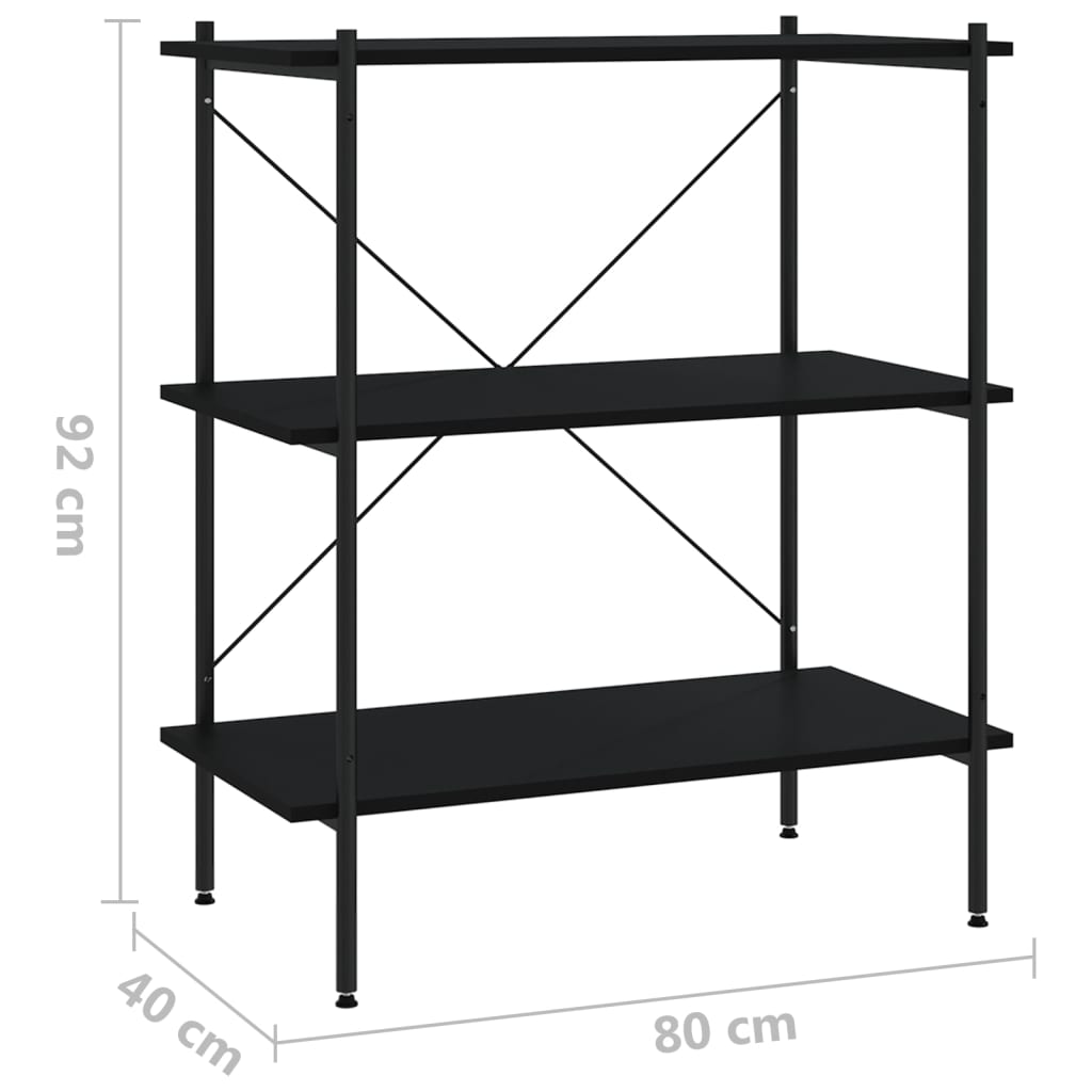 Opbergrek 3-Laags 80 x 40 x 92 cm Zwart