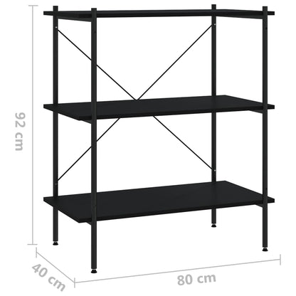 Opbergrek 3-Laags 80 x 40 x 92 cm Zwart