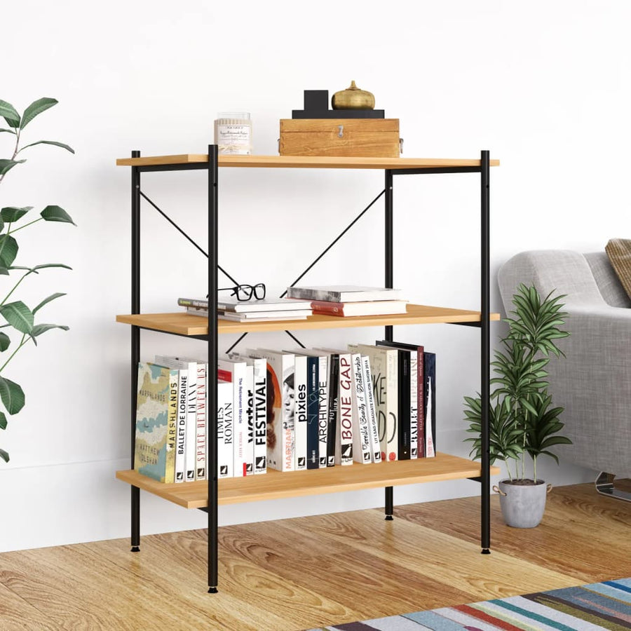 Opbergrek 3-Laags Kleurig 80 x 40 x 92 cm Zwart en eiken