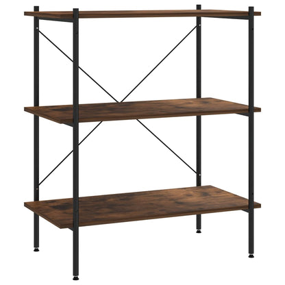 Opbergrek 3-Laags 80X40X En Naturel 92 cm zwart en donkerhoutkleurig