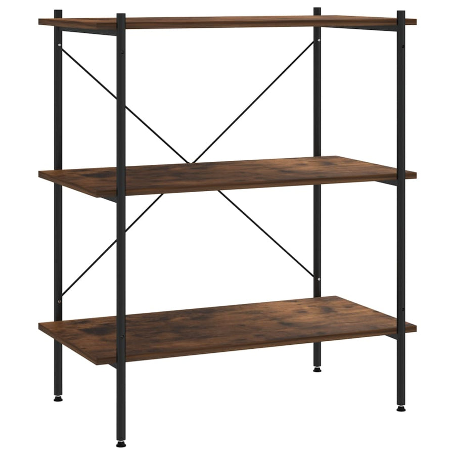Opbergrek 3-Laags 80X40X En Naturel 92 cm zwart en donkerhoutkleurig