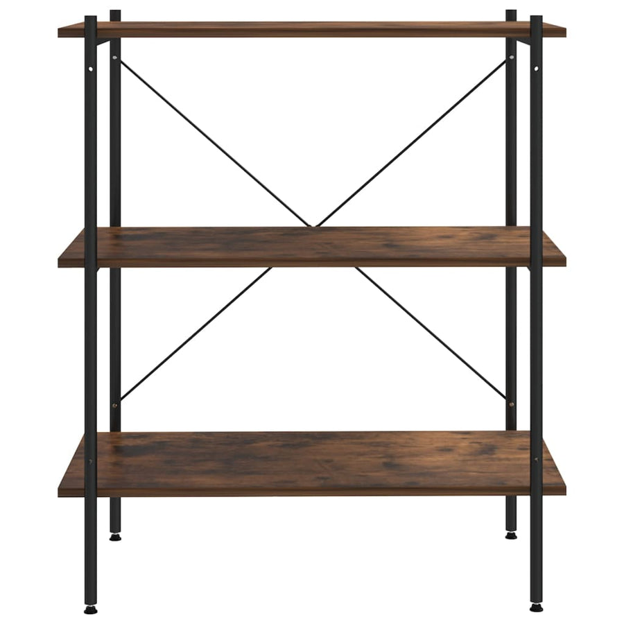 Opbergrek 3-Laags 80X40X En Naturel 92 cm zwart en donkerhoutkleurig