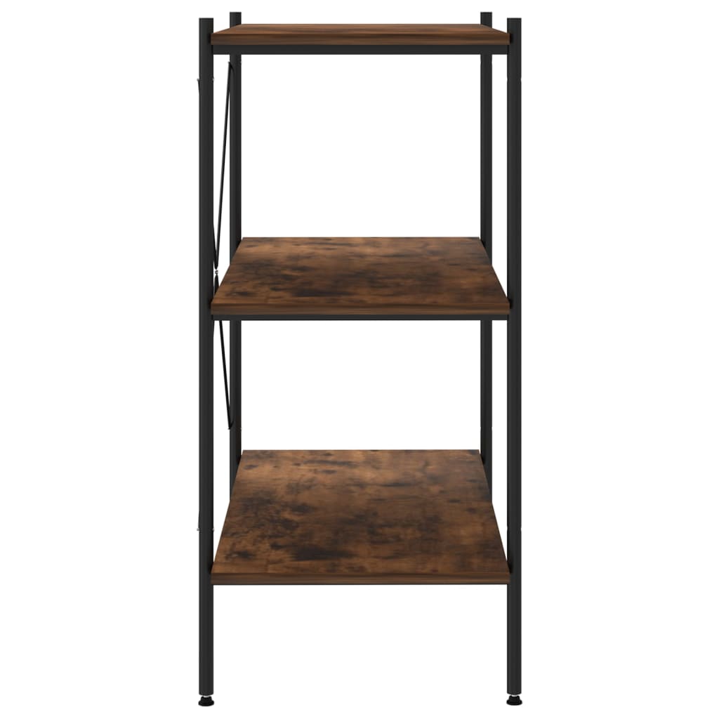 Opbergrek 3-Laags 80X40X En Naturel 92 cm zwart en donkerhoutkleurig