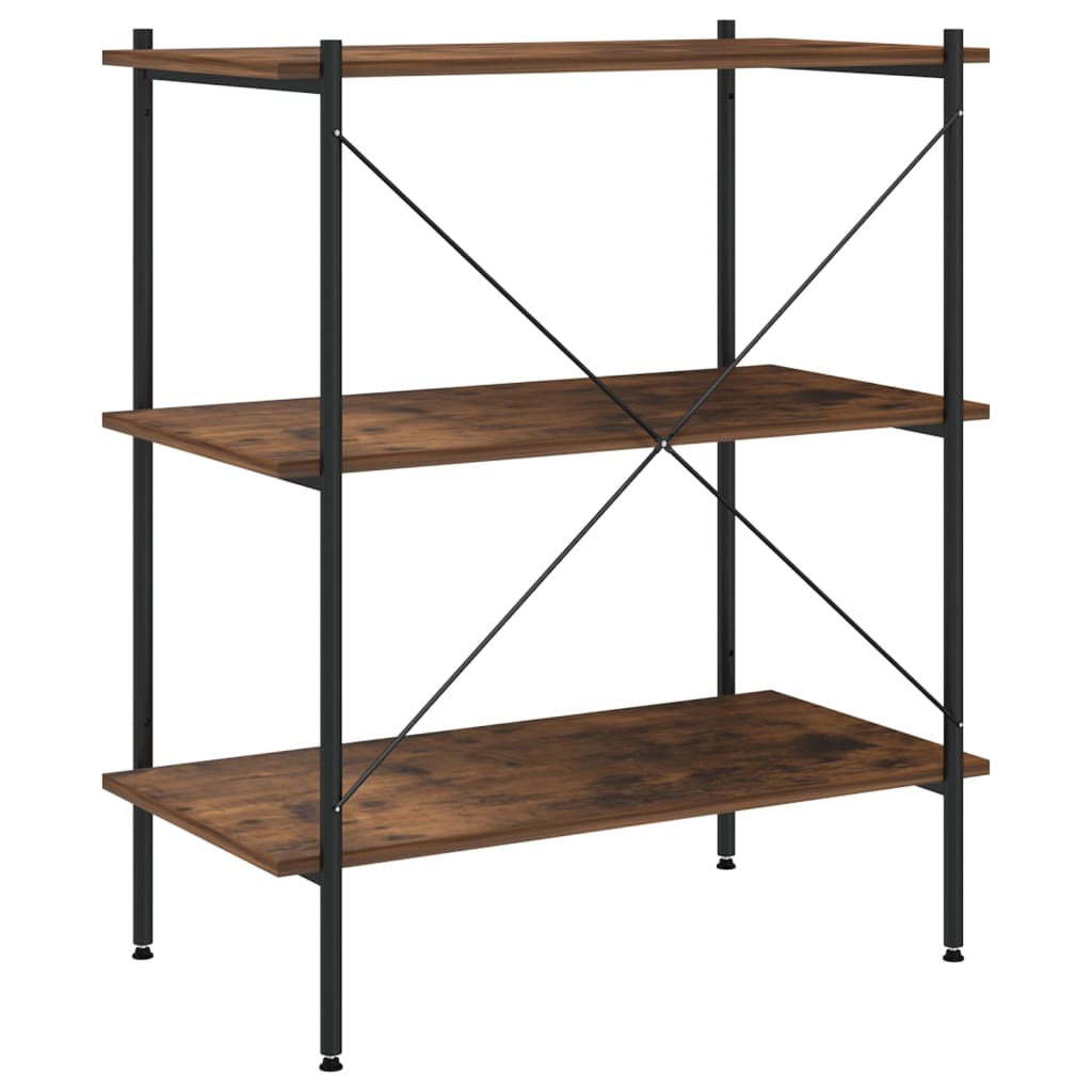 Opbergrek 3-Laags 80X40X En Naturel 92 cm zwart en donkerhoutkleurig