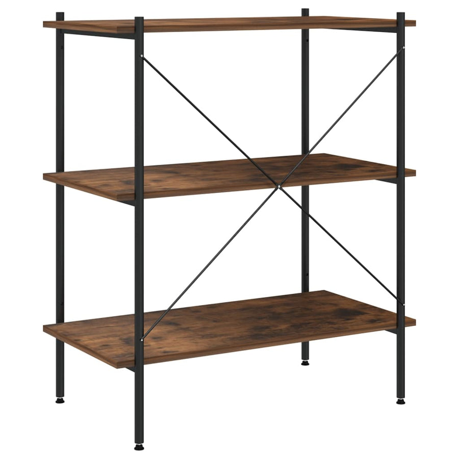 Opbergrek 3-Laags 80X40X En Naturel 92 cm zwart en donkerhoutkleurig