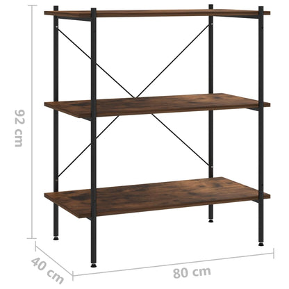 Opbergrek 3-Laags 80X40X En Naturel 92 cm zwart en donkerhoutkleurig