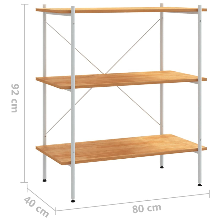 Opbergrek 3-Laags Kleurig 80 x 40 x 92 cm Wit en eiken