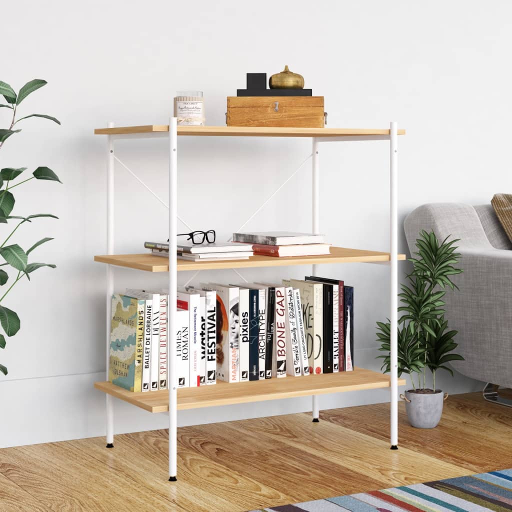 Opbergrek 3-Laags Kleurig 80 x 40 x 92 cm Wit en eiken