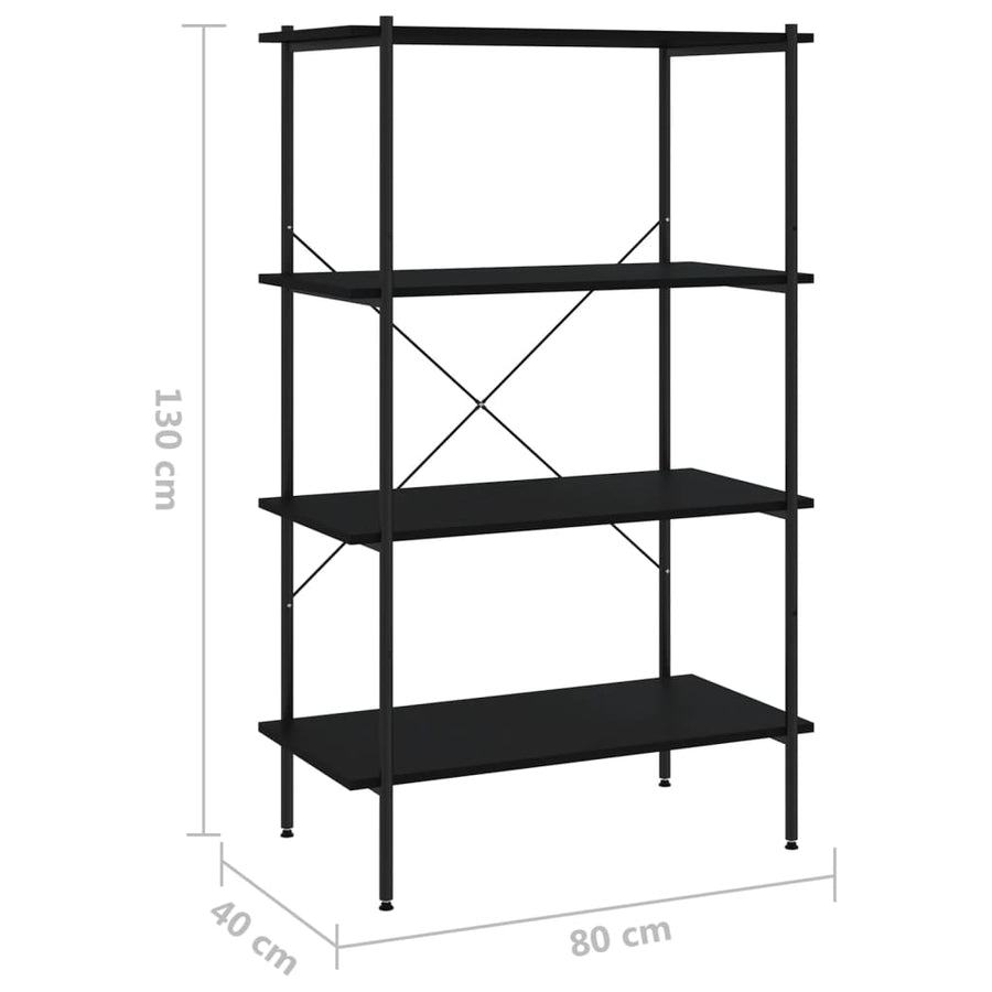 Opbergrek 4-Laags 80 x 40 x 130 cm Zwart