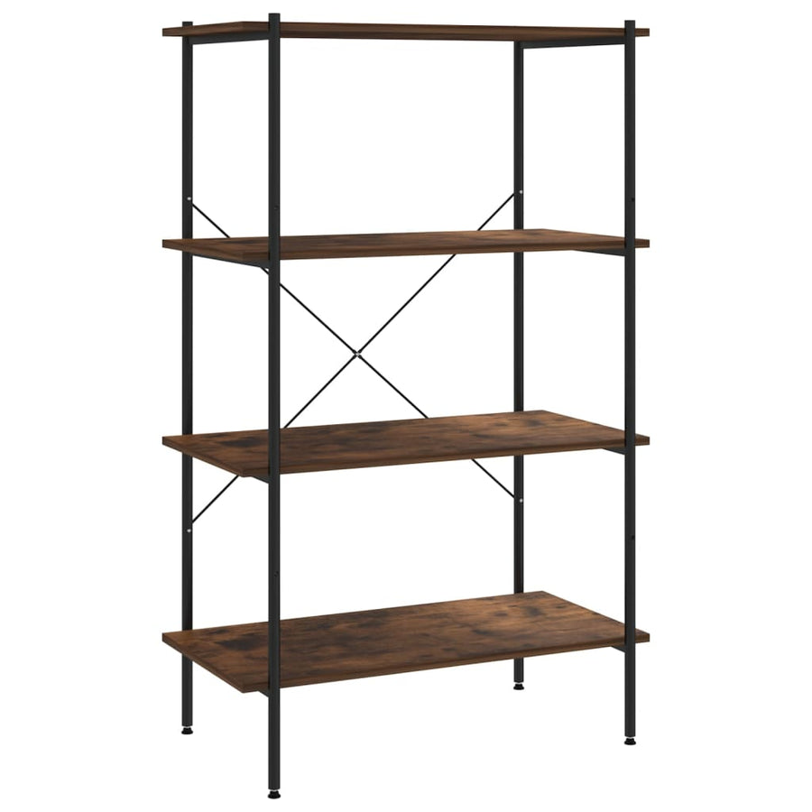 Opbergrek 4-Laags Zwart En Donkerhoutkleurig 80 x 40 x 130 cm black and dark wood