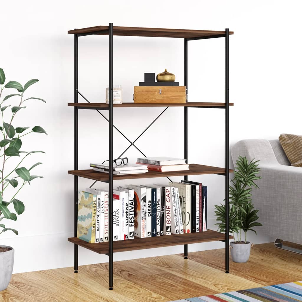 Opbergrek 4-Laags Zwart En Donkerhoutkleurig 80 x 40 x 130 cm black and dark wood