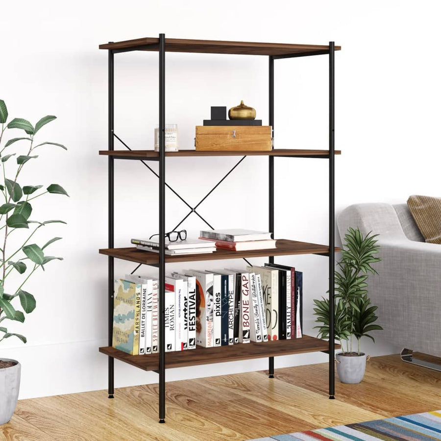 Opbergrek 4-Laags Zwart En Donkerhoutkleurig 80 x 40 x 130 cm black and dark wood