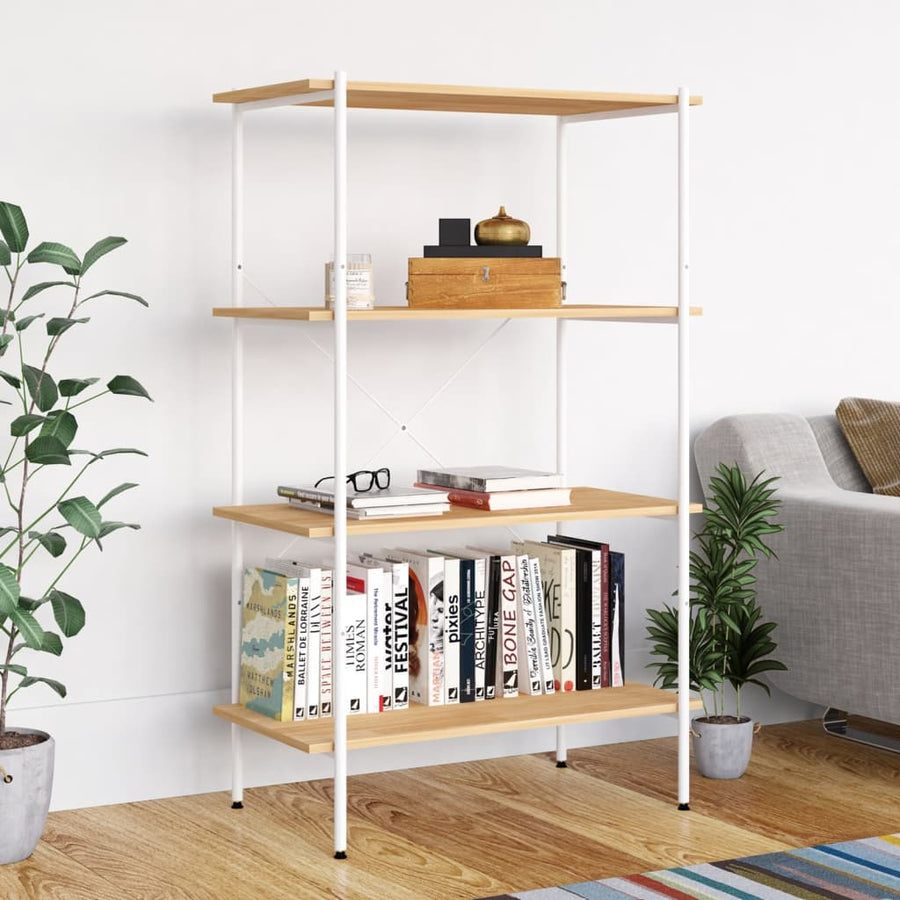 Opbergrek 4-Laags Kleurig 80 x 40 x 130 cm Wit en eiken