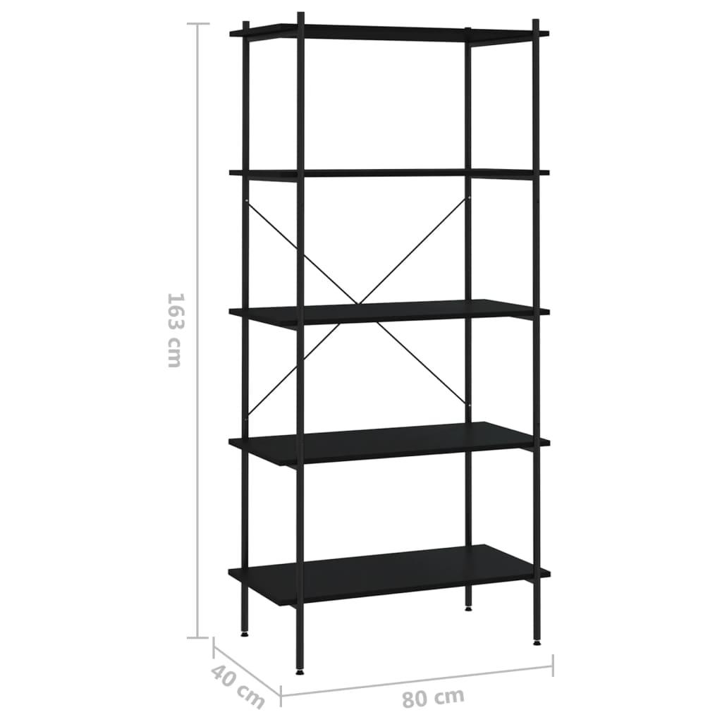 Opbergrek 5-Laags 80 x 40 x 163 cm Zwart