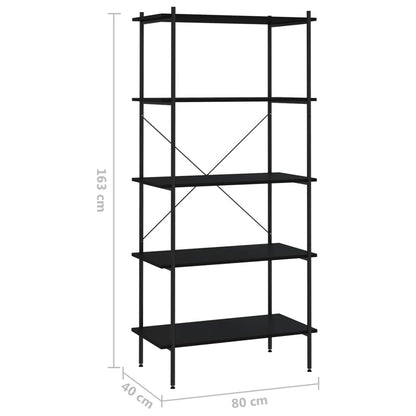 Opbergrek 5-Laags 80 x 40 x 163 cm Zwart