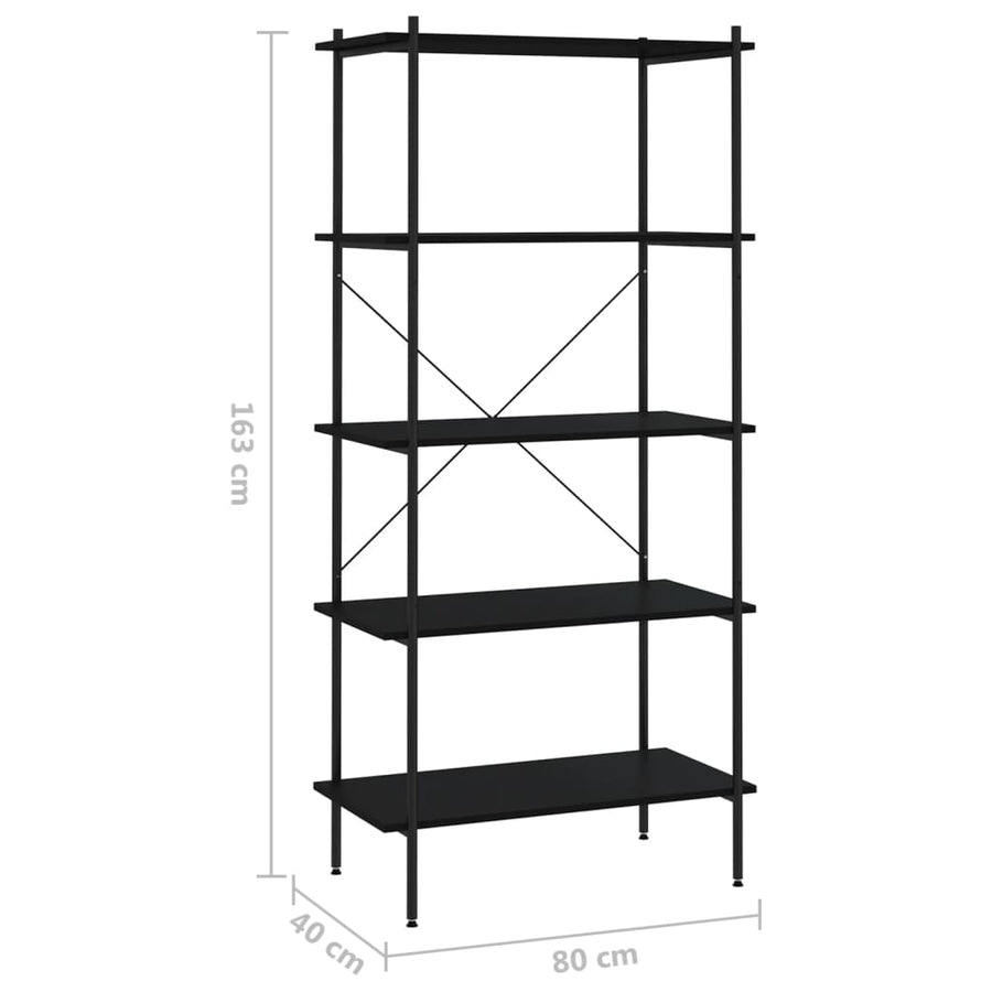 Opbergrek 5-Laags 80 x 40 x 163 cm Zwart