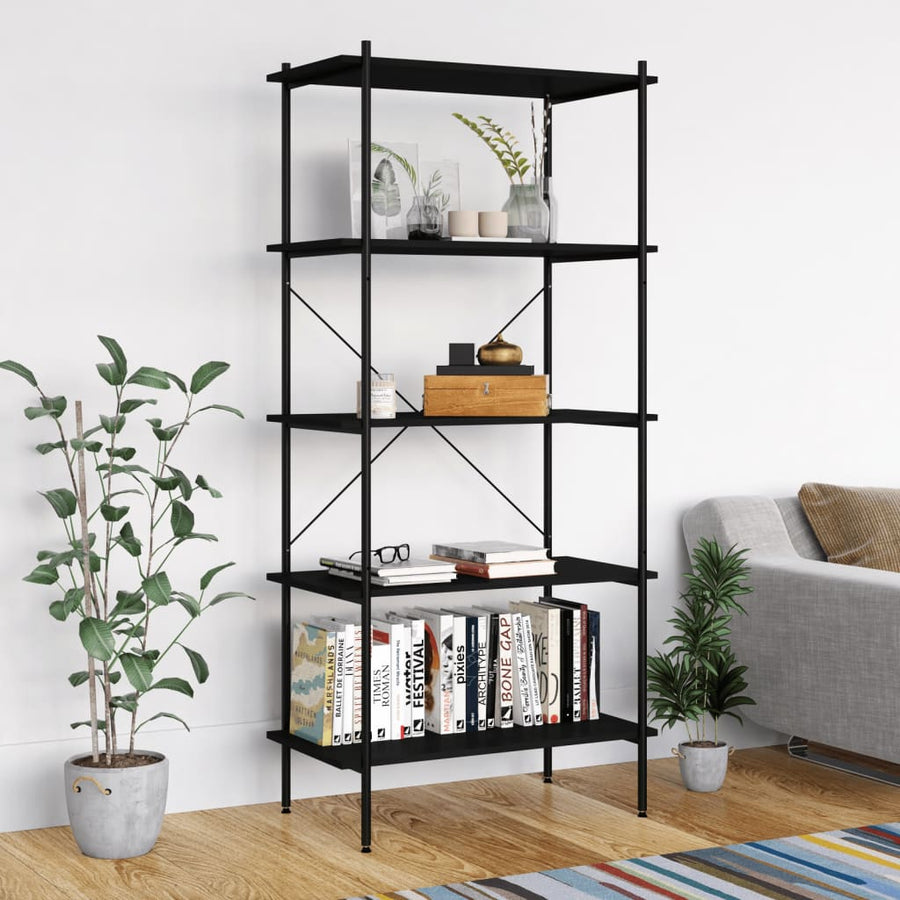 Opbergrek 5-Laags 80 x 40 x 163 cm Zwart