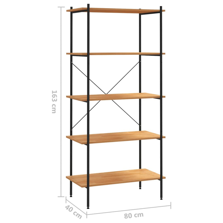 Opbergrek 5-Laags Kleurig 80 x 40 x 163 cm Zwart en eiken