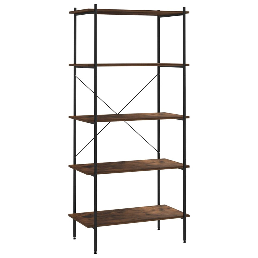 Opbergrek 5-Laags Zwart En Donkerhoutkleurig 80 x 40 x 163 cm black and dark wood