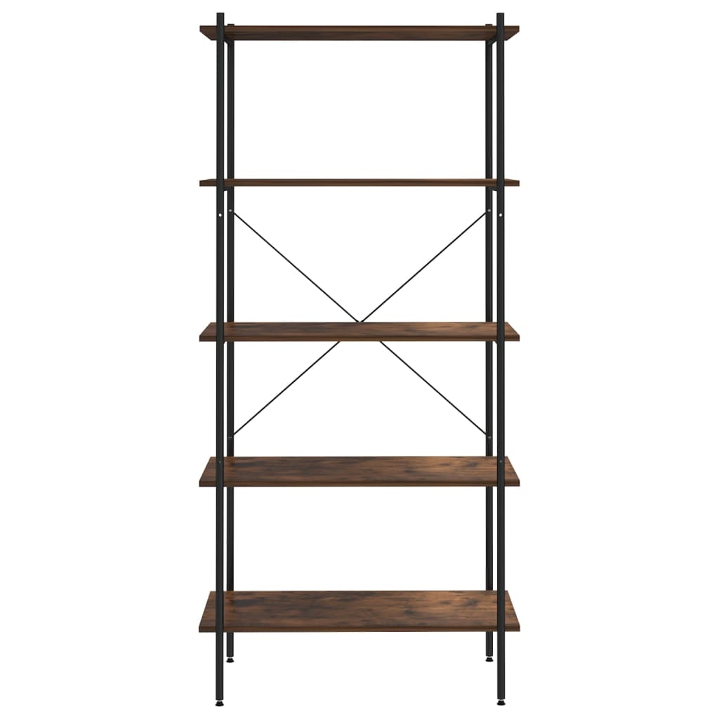 Opbergrek 5-Laags Zwart En Donkerhoutkleurig 80 x 40 x 163 cm black and dark wood