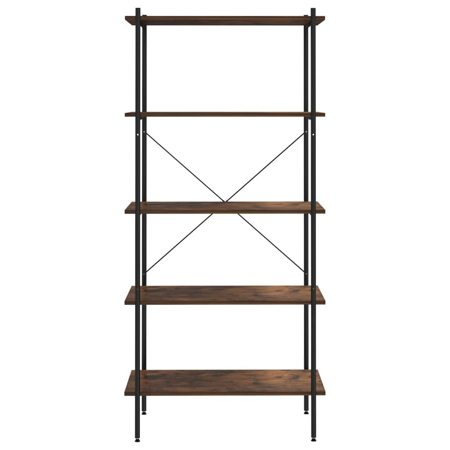 Opbergrek 5-Laags Zwart En Donkerhoutkleurig 80 x 40 x 163 cm black and dark wood