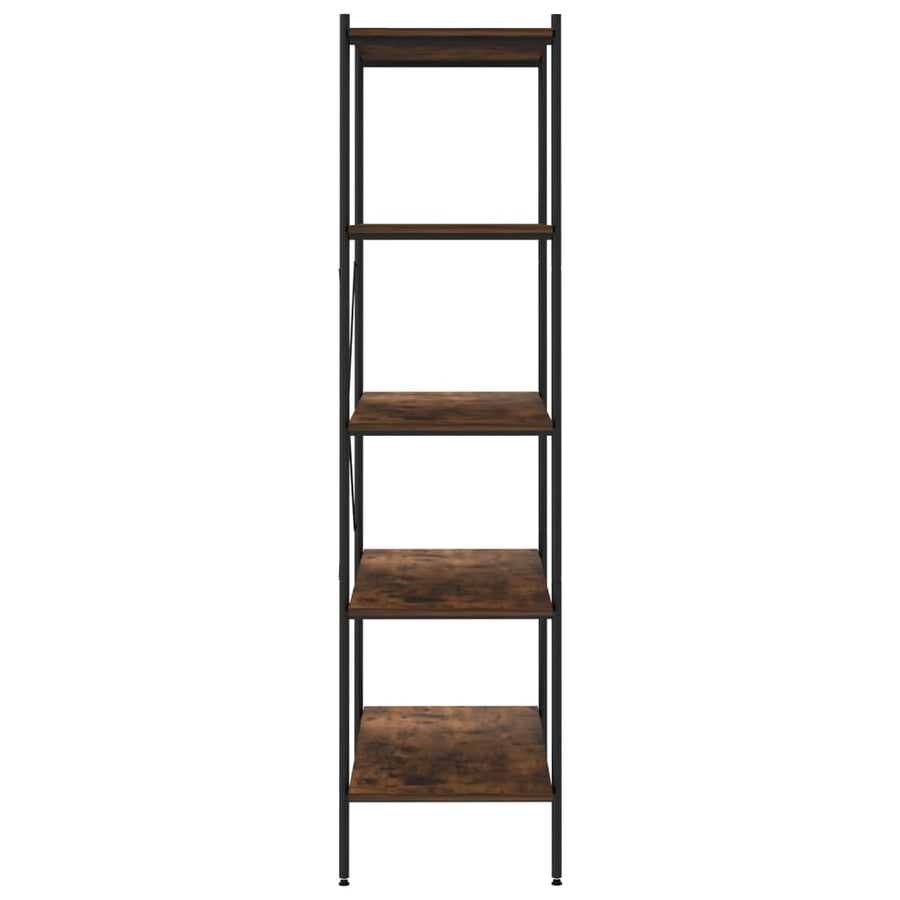 Opbergrek 5-Laags Zwart En Donkerhoutkleurig 80 x 40 x 163 cm black and dark wood