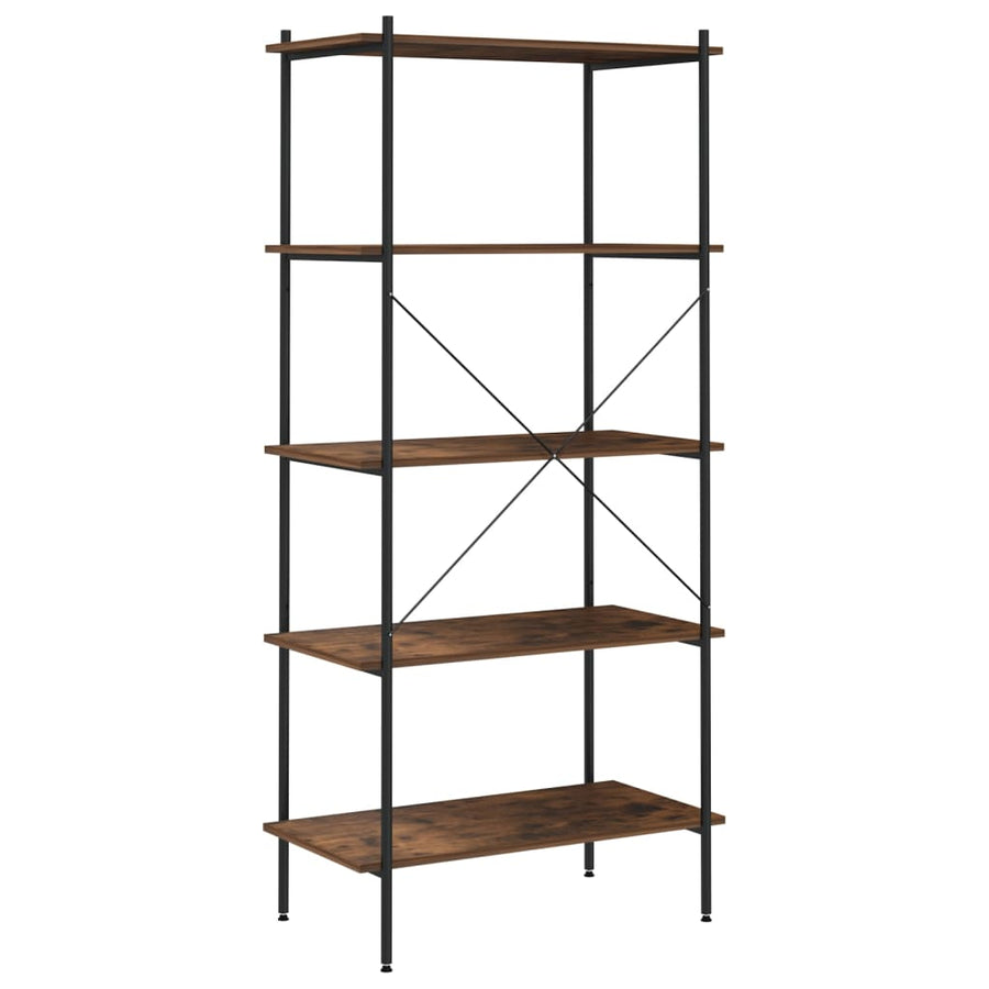 Opbergrek 5-Laags Zwart En Donkerhoutkleurig 80 x 40 x 163 cm black and dark wood