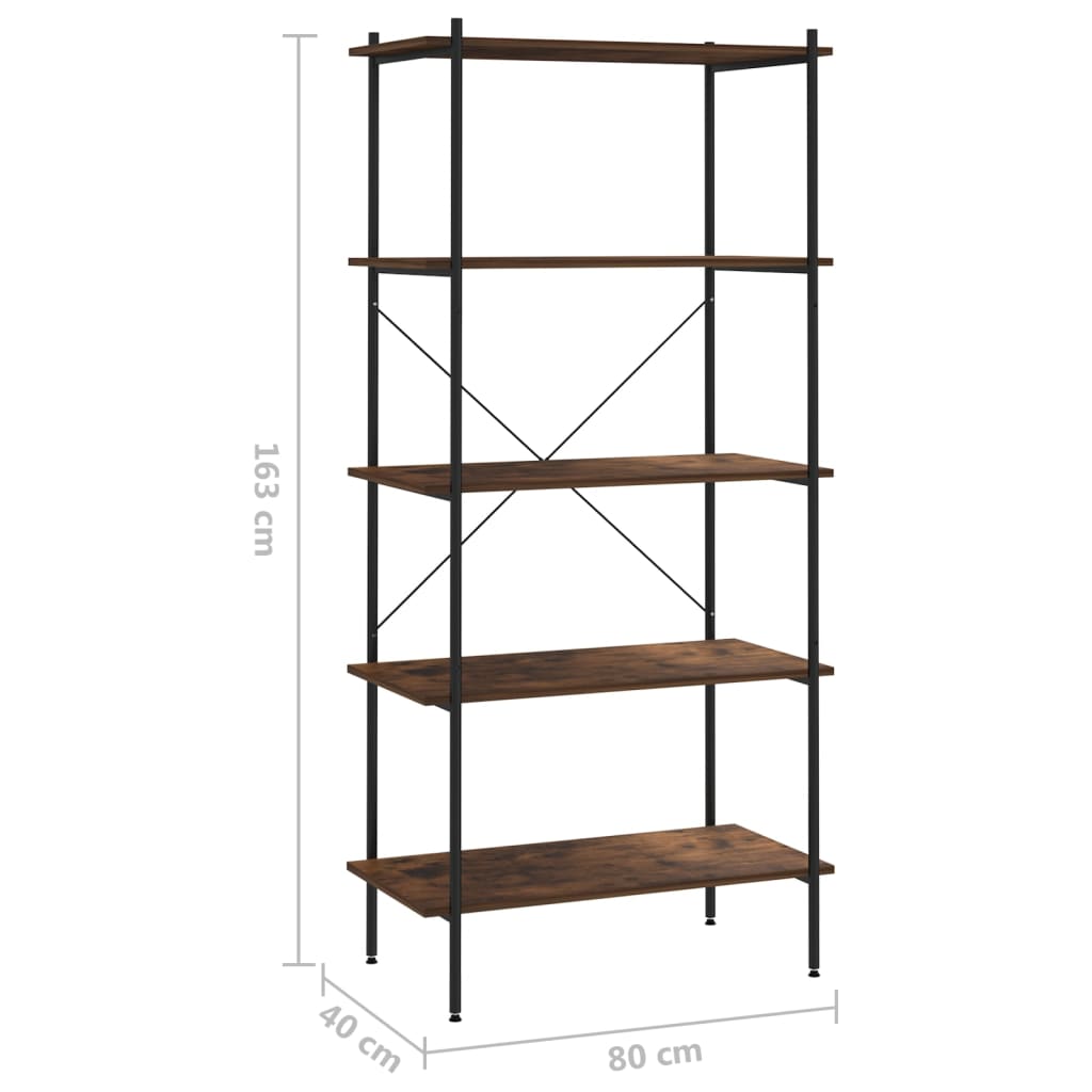 Opbergrek 5-Laags Zwart En Donkerhoutkleurig 80 x 40 x 163 cm black and dark wood