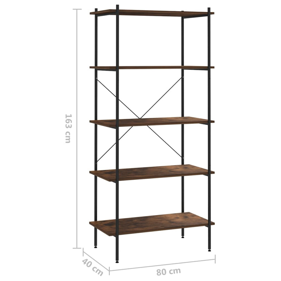 Opbergrek 5-Laags Zwart En Donkerhoutkleurig 80 x 40 x 163 cm black and dark wood