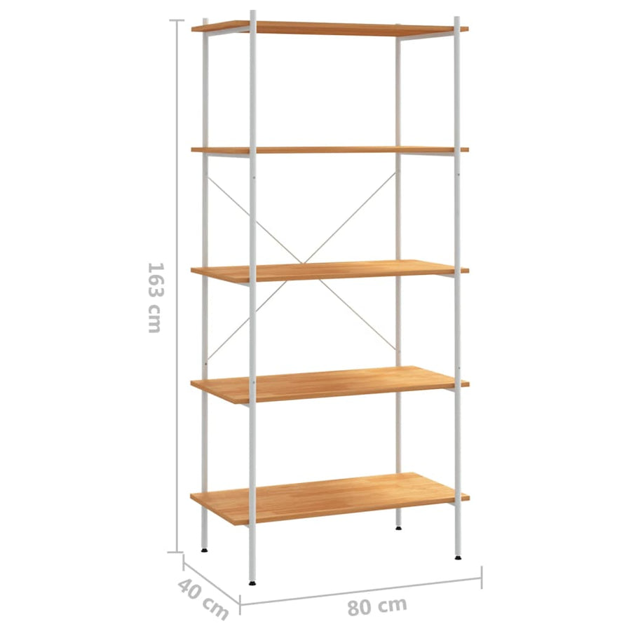 Opbergrek 5-Laags Kleurig 80 x 40 x 163 cm Wit en eiken