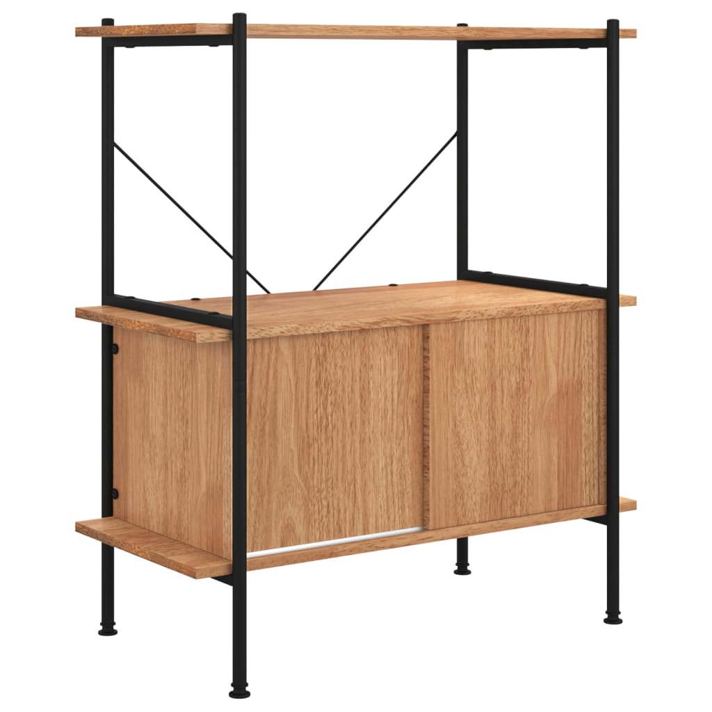 Opbergrek 3-Laags Met Kast 80X40X92 Cm Staal En Bewerkt Hout