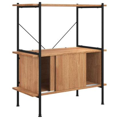 Opbergrek 3-Laags Met Kast 80X40X92 Cm Staal En Bewerkt Hout