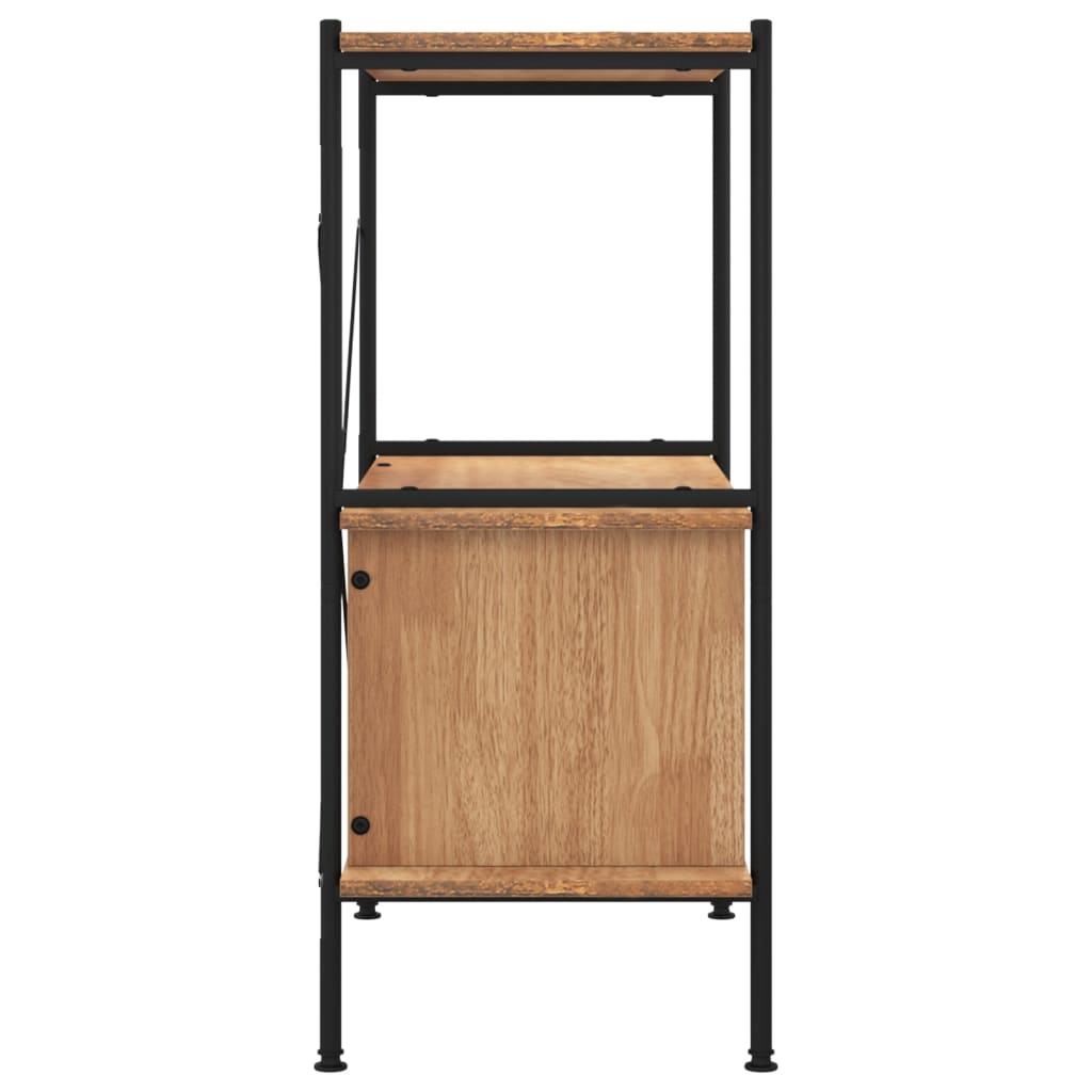 Opbergrek 3-Laags Met Kast 80X40X92 Cm Staal En Bewerkt Hout