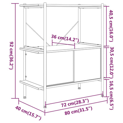 Opbergrek 3-Laags Met Kast 80X40X92 Cm Staal En Bewerkt Hout