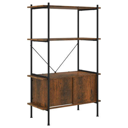 Opbergrek 4-Laags Met Kast 80X40X Staal En Bewerkt Hout 130 cm Donkerbruin