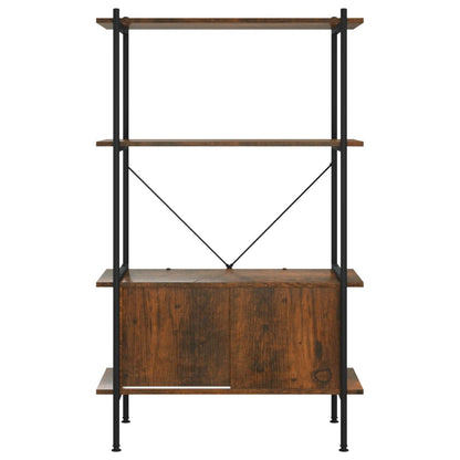 Opbergrek 4-Laags Met Kast 80X40X Staal En Bewerkt Hout 130 cm Donkerbruin