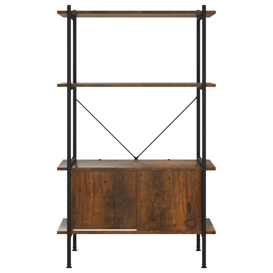 Opbergrek 4-Laags Met Kast 80X40X Staal En Bewerkt Hout 130 cm Donkerbruin