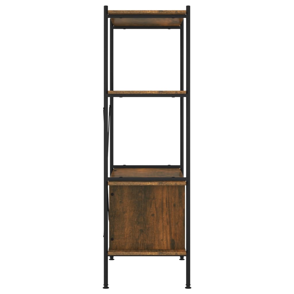 Opbergrek 4-Laags Met Kast 80X40X Staal En Bewerkt Hout 130 cm Donkerbruin