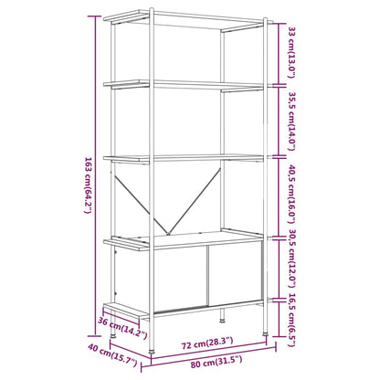 Opbergrek 5-Laags Met Kast 80X40X163 Cm Staal En Bewerkt Hout