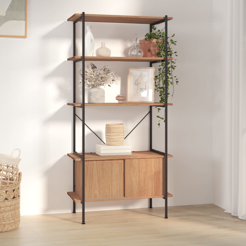 Opbergrek 5-Laags Met Kast 80X40X163 Cm Staal En Bewerkt Hout