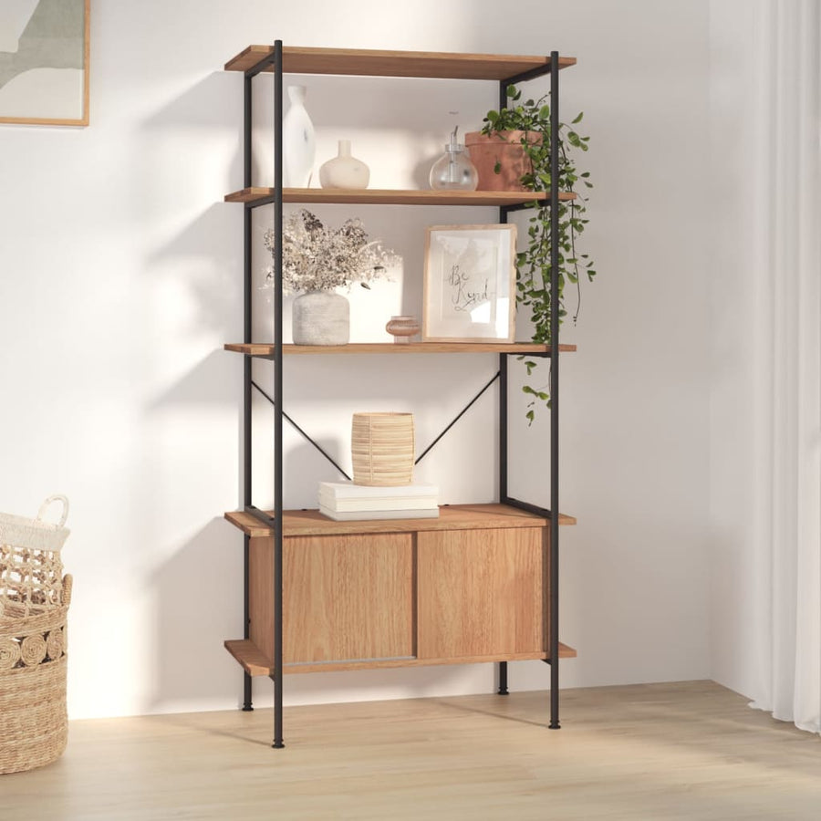 Opbergrek 5-Laags Met Kast 80X40X163 Cm Staal En Bewerkt Hout