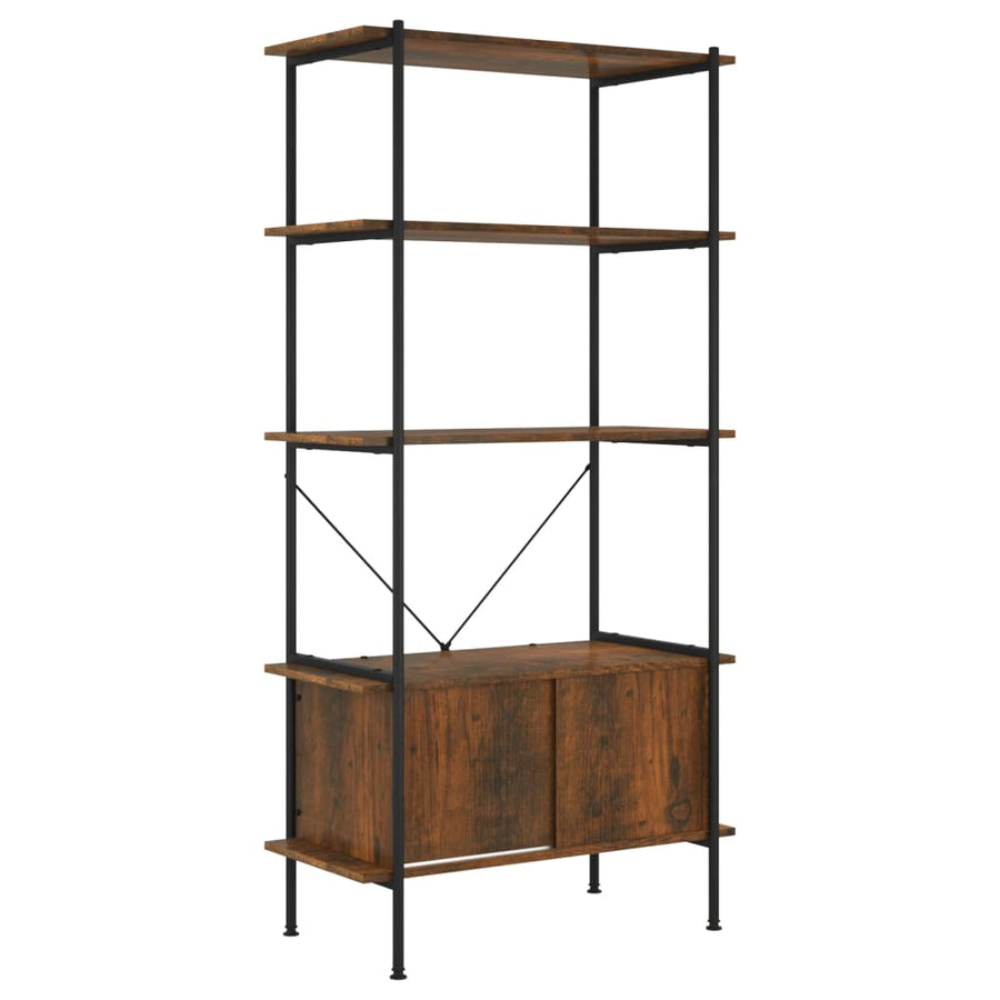 Opbergrek 5-Laags Met Kast 80X40X163 Cm Staal En Bewerkt Hout