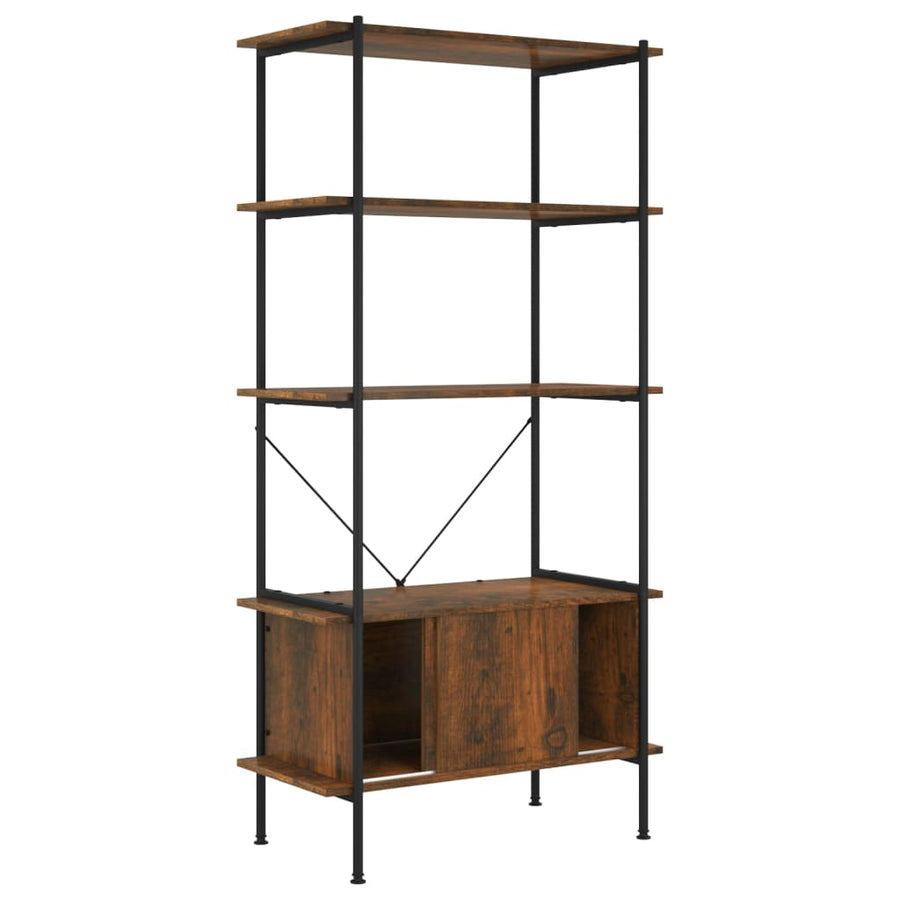 Opbergrek 5-Laags Met Kast 80X40X163 Cm Staal En Bewerkt Hout
