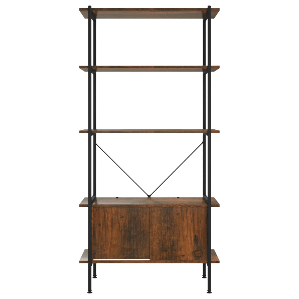 Opbergrek 5-Laags Met Kast 80X40X163 Cm Staal En Bewerkt Hout